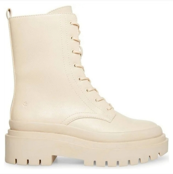 Cool Planet by Steve Madden Mosss Combat Boot Bone Paris - Picture 1 of 16